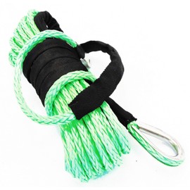 Synthetic Winch Rope ATV Extension UTV Cable Winch Line Cable Rope with Protective Sleeve SUV Jeep Truck Towing Accessories 3/8 inch x 50 feet (Green)