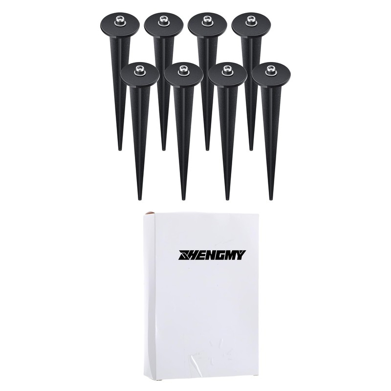 Zhengmy 8 Packs Threaded Spike Flood Light Ground Stake Metal