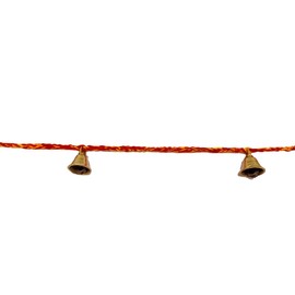 athizay Brass Bells String Hanging for Entrance Door| Patio| Rooftop 38 inch Long (Bells Intertwined in Moli Thread)