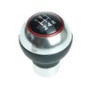 Universal Gear Knob Round Chrome Look Red Ring - Black
