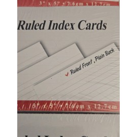 Bazic 100 Ct Ruled Index Cards 3" x 5" Ruled Front Plain Back