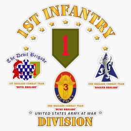 HOF Trading Army - 1St Infantry Division W Named Bcts - V1 Vinyl Sticker Waterproof Decal Laptop Wall Window Bumper Sticker 5"