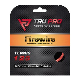 Tier One Sports TRU PRO Firewire - Tennis String Set (Poly): Ultimate Ball Bite (17g (1.25 mm), 12.2 m, RED)