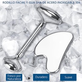 Juego de 3 Gua Sha Facial, Guasha Acero inoxidable, Herramientas de Belleza Washa para Lifting Facial, Mandibula