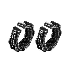 OIDEA Skull Claw Huggie Hoop Earrings: Gothic Non-pierced Ear Cuffs Hinged Clip-on Cartilage Ear Clips Stainless Steel Fake Earrings Jewelry Gifts for Mens Womens