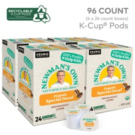 Newman's Own Organics Special Blend Decaf, Single-Serve Keurig K-Cup Pods, Medium Roast Coffee Pods, 96 Count