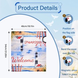 Mailbox Covers Magnetic Mailbox Covers Standard Size 21"x18" Lighthouse Beach Welcome Decorative Waterproof Mailbox Wrap for Outdoor Garden Yard (Small)