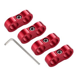 EVIL ENERGY Hose Separator Clamp, Fuel Line Mounting Clamp Aluminum 4PCS (Red, 10AN)