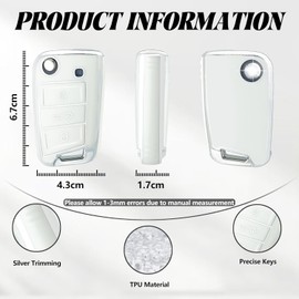 TOOMUME Key Cover, Car Key Case Suitable for VW Volkswagen Golf 7 MK7 Polo Jetta Tiguan Seat Leon Fabia Ibiza Skoda Fabia Octavia Superb, Key Cover Protection Key Shell – Flip Key