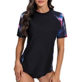 Halcurt UV Shirt, Women's Short-Sleeved Rash Guard UPF 50+ Swimming Shirt, Quick-Drying Swimming Shirt, M-XXL