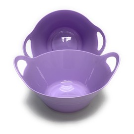 Mintra Home Plastic Bowls with Handles (4.5L Large 2pk, Lavender)