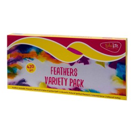 edukit Feathers Multi Pack, 420 Pieces; Quill, Goose, Peacock, Pheasant and Turkey Plumage; Assorted Colours and Patterns