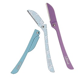 Lilibeth Brow Shaper - Dermaplaning Blades for Face - Face Shaver for Women - Dermaplaning Tool for Women - Pack of 3 Derma Blades (Aqua, Paisley & Lavender)