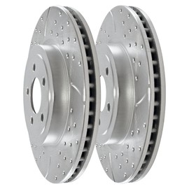 AutoShack Set of 4 Front and Rear Drilled and Slotted Brake Rotors Silver Replacement for 2015-2023 2020 Dodge Charger 2015-2022 2023 Challenger 2015-2023 Chrysler 300 3.6L 5.7L V6 AWD RWD BRKPKG40012