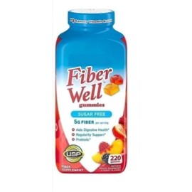 Fiber Well Sugar Free Gummies Supplement, Peach, Strawberry and BlackBerry Flavored (220 Count, Sugar Free)