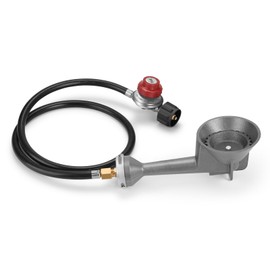 WADEO Propane Burner Head, High Pressure Cast-Iron Round Turkey Fryer Burner with 4FT Adjustable High Pressure Propane Regulator with Hose and Brass Fitting