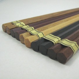 Nagao Natural Wood Hexagonal Chopsticks 8.9 inches (22.5 cm), Set of 5, Wooden