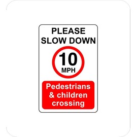 Safety First Display LTD Private road 10mph please drive slowly at all times - 1.2mm Rigid plastic high-visibility and durability for indoor/outdoor usage (150mm x 100mm)
