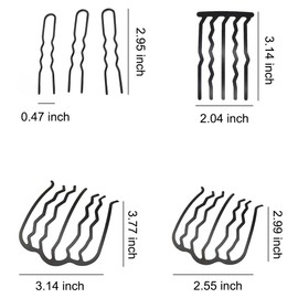 11 Pcs Hair Fork Clips, Black U Shape Hair Clips for Women, Alloy Vintage Hair Side Combs Hair Pins Teeth Stick for Bun Updo French Twist Hair Tool Hair Accessories for Women Girl