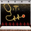 Gold Glitter Stethoscope Photography Backgrounds Red Heartbeat Curve Background Nurse