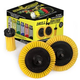 Tile and Grout Cleaning Drill Brush Set - 3 pack Drill Brush Power Scrubber Cleaning Brush Yellow Medium Stiffness - Shower Floor Scrub Brush for Drill - Bathroom Scrub Brush for Drill - Crevice Brush