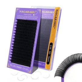 NAGARAKU Individual Eyelashes, 1:1 Individual Eyelashes, Volume Eyelashes, Classic Eyelash Extension, Soft, Natural, 1 to 1 Eyelashes, Single Eyelash, Matte Black, 16 Rows, High Capacity (0.05 DD 15