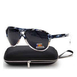 b21design Polarized Bifocal Reading Glasses Blue Light Blocking Readers for Men Women Lightweight Aviator Retro (Hawaiian Blue, 2.00, x)