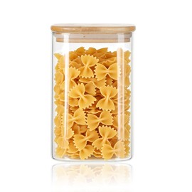 LIBWYS Kitchen Glass Jars Set with Bamboo Lids for Storage (1pcs - 1.22Qt)