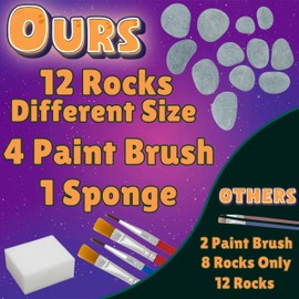 Bambibo Glow in The Dark Rock Painting Kit - MEGA Pack, 62 PCS | DIY Arts and Crafts for Kids | Kids Rock Painting Supplies with 18 Paints | Kids Craft Paint Kits | Rock Painting Kit for Kids 6-12