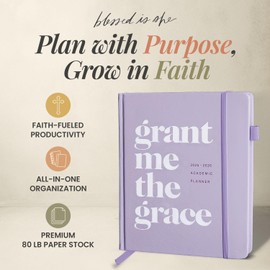 Blessed is She Academic Catholic Planner 2025-2026 July - 8x10" Pastel Purple Big Bound Christian Student Planner, Goal Planners 2025 for Women, Yearly Notebook for Plans, Goal Setting Notebooks 2025