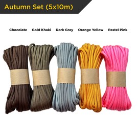 EdcX Paracord 4mm, Set of Solid Colors (6х5m and 5x10m) | Ideal for Camping, Survival, Outdoor, Crafting, DIY | 100% Nylon Rope 4mm| Tactical Cord 550 Type III - Autumn Set (5x10m)