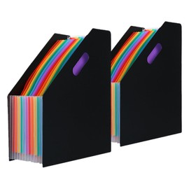 Operitacx A4 Size 2pcs Plastic Accordion Folder File Organizer Portable Expandable for Office School Home Use