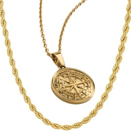 DVRK 18K Gold Plated 316L Stainless Steel Base Water and Sweat Resistant Necklace Set for Men, Stainless steel, 18 carat gold, Not Applicable