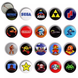 Retro Video Game PIN/BUTTON (SET OF 20) 1 inch-Badge-Cla