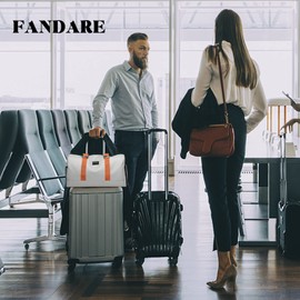 FANDARE Women's Travel Bags Men's Classic Sports Bags Hand Luggage Weekender Shoulder Bag Weekender Overnight Hospital Bag Swimming Bag Training Bag Tote Bag with Shoe Compartment, Grey A