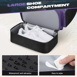 Maelstrom Swim Backpack,35L Swimming Bag with Separate Shoes Compartment,Swim Gear Bag for Beach,Athlete Sports Gym Rucksack for Men and Women (Purple)