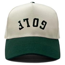 Funky Junque Two Tone Vintage Snapback Hat - Golf (Upside Down) - Green/Beige