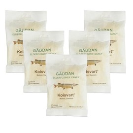 Kolsvart Gaddan Elderflower Swedish Candy Fish, 4.2oz (Pack of 5)