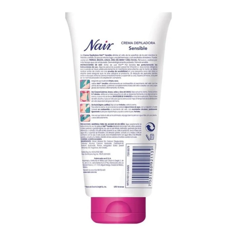 Crema Depilatoria Piel Sensible Nair Aceite Almendra 150ml