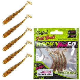 SEABUZZ Rubber Fish Fishing Lure Set Rocky Shad 5 Pieces x 50 mm - Pike Zander Catfish Rubber Bait - Trout & Perch Artificial Bait - Predator Fish Fishing Set - Fresh and Saltwater Fishing Equipment