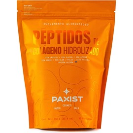 PAXIST - Péptidos de Colágeno Hidrolizado - Suplemento Alimenticio - sin saborizante, sin gluten, sin azúcar, sin conservadores. Cont. Net. 450 g (30 porciones)