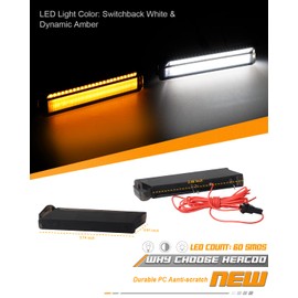 HERCOO Side Mirror Light Turn Signals Running Lights LED Sequential Switchback White & Dynamic Amber Lamp Smoked Lens Assembly Compatible with Ford F150 Expedition Raptor, Lincoln Mark LT