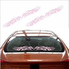 HAIORD Fashion Racing Stripes car Stickers Creative Flame Totem Decorative Hood Front and Rear Windshield Door Vinyl Decal Accessories for car SUV Truck Transporter RV Camper（2PCS (Pink)