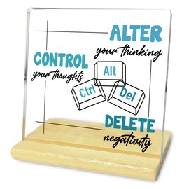 ChillHui Ctrl Alt Del Acrylic Desk Sign (4 x 4 Inches) - Modern, Inspirational Words & Quotes Decor for Office Tabletop