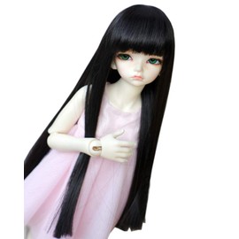 ABUNDANTDOODS 1/4 1/6 Doll Wig Curly Long Color Mix Doll Wig Hair Heat Resistant 180℃ High Temperature Wig White (1/3 Doll Black)