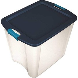 STERILITE SteriliteÃ 104 Qt./26 Gal. Latching Storage Bin with Clear Base - True Blue