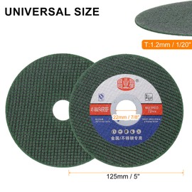 HARFINGTON 10pcs Cut Off Wheels 5" x 1/20" x 7/8" Ultra Thin Cut-Off Wheels Angle Grinder Cutting Discs General Metal Cutting Disc for Stainless Steel Cast Iron Copper, Green
