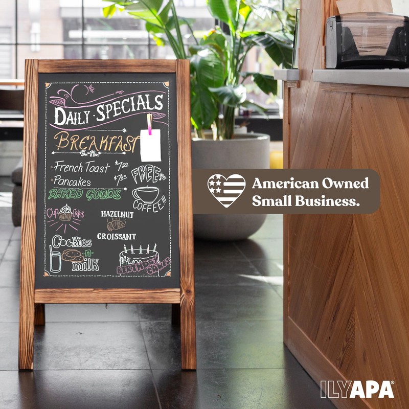 Ilyapa Wooden Sandwich Board Signs Outdoor A Frame Chalkboard Sign