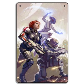 Mass Effect Fan Art Wall Art Gift, Metal Tin Sign 8x12 Inch