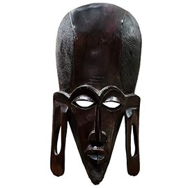 African Tribal Face Mask Décor Safari Sculpture Art Hand Made by Kenyan Artisans Wall Hanging and Or Table Top Mantel Piece Display Unique Designs are Exclusive Collections (16 Inch, Nandi)